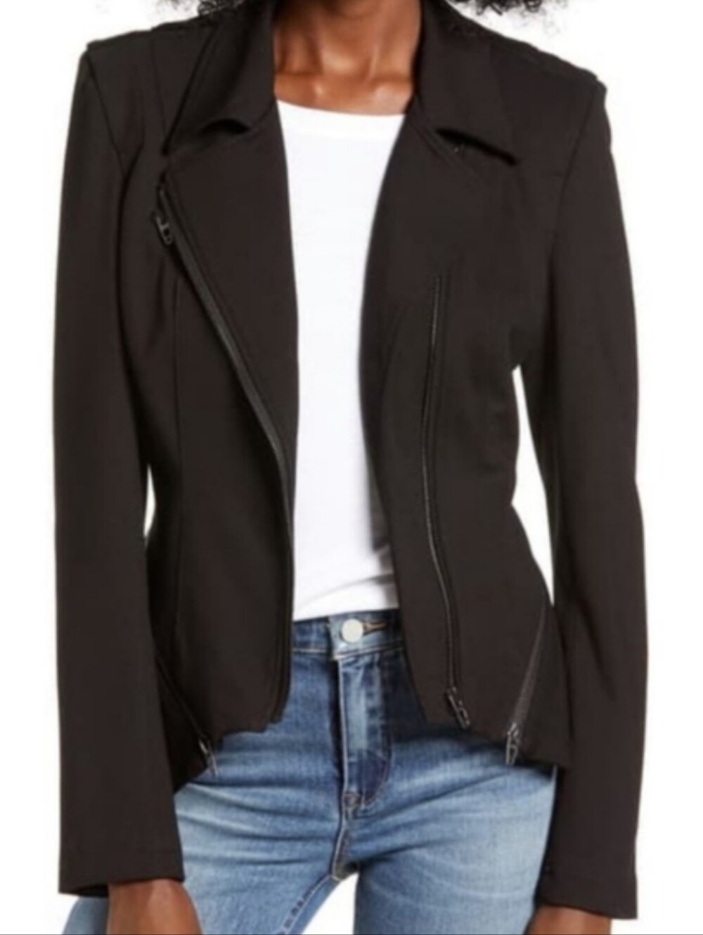Blank NYC Black Zipper Knit Moto Jacket